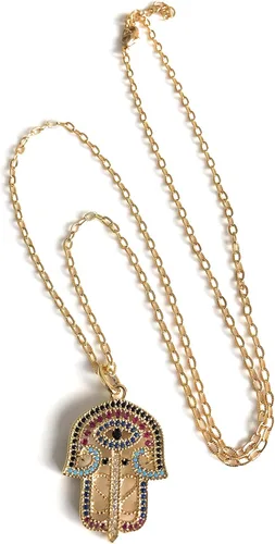 Vista 2 de Big Hamsa Hand Evil Eye Good Lariat Collar de 22 pulgadas