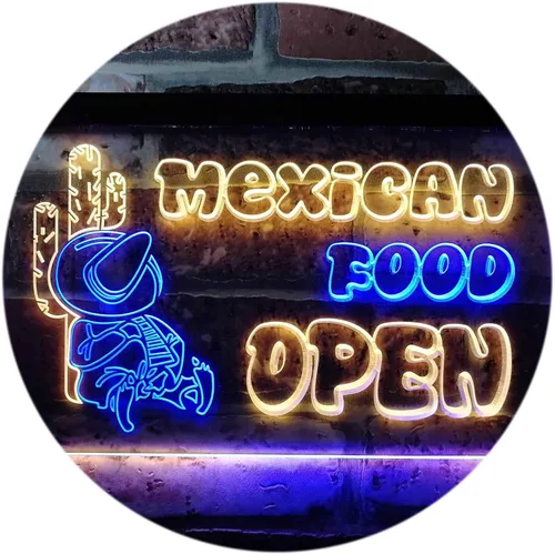 Vista 12 de ADVPRO Letrero de neón LED de doble color, barra de cactus de comida mexicana, azul y rojo, 12 x 8.5 pulgadas st6s32-i0101-br