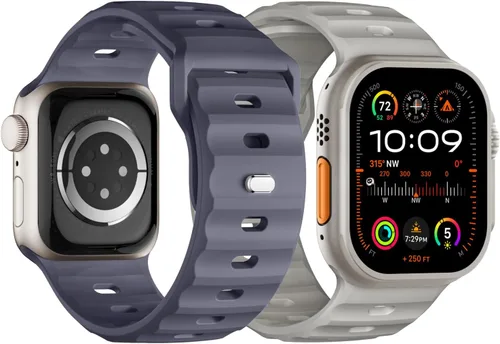 Vista 11 de Correa deportiva compatible con Apple Watch Ultra 2 Band de 1.929 in 1.811 in 1.772 in 1.732 in 1.654 in para hombres, correas de silicona suave