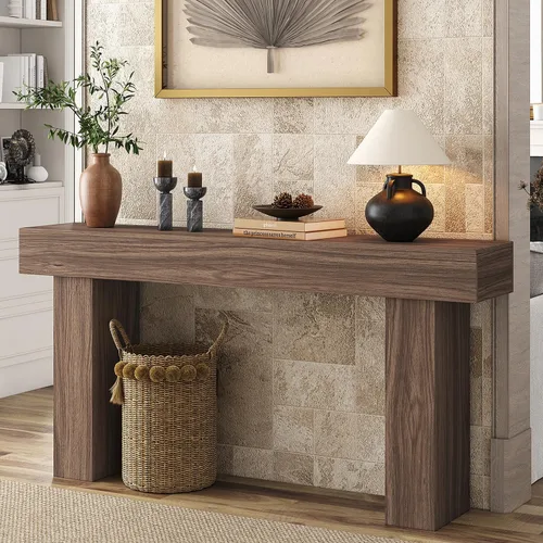 Vista 8 de knoworld - Mesa de consola de 63 pulgadas de largo para entrada, mesa de sofá rectangular de madera estilo granja detrás del sofá, mesa estrecha