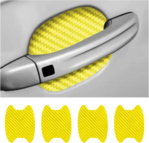 Vista 30 de 8 unidades de calcomanías para manija de puerta de coche, protector de copa de puerta de coche de fibra de carbono antiarañazos, película protectora