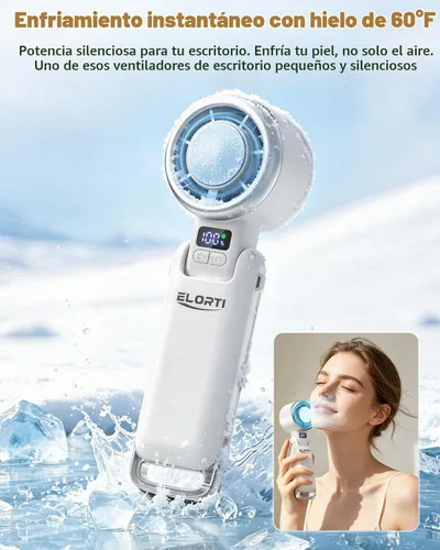 Vista 2 de Ventilador portátil, ventilador de mano con turbo y refrigeración Blanco