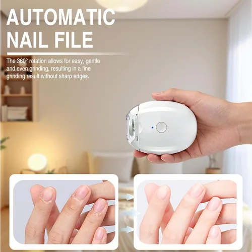 Vista 2 de 2 piezas de cortaúñas eléctrico automático para personas mayores, amoladora de uñas automática universal, con luz LED y 3 velocidades, recortadora