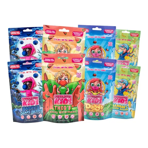 Vista 23 de Bubblegum Kids Hannah's Frozen Banana - Goma de mascar sin azúcar Relleno de calcetines, dulces navideños, recuerdos de fiesta, goma de mascar sin