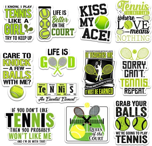 Vista 10 de Juego de calcomanías de tenis de pádel (10 unidades, 3 pulgadas), regalo para padres, amigos, hermanos, hermanas, jugadores de pádel, amantes