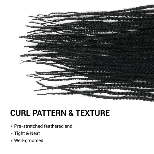 Vista 7 de AU-THEN-TIC Cabello senegalés con trenzas de ganchillo de 22 pulgadas, paquete de 2 paquetes de 40 mechones por paquete, extensiones de cabello