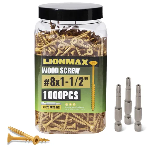Vista 10 de LIONMAX Tornillos para Terraza de 1 Pulgada, Tornillos para Madera #8 x 1, 300 PCS, Resistentes al Óxido, Revestimiento Epoxi Exterior, Tornillos