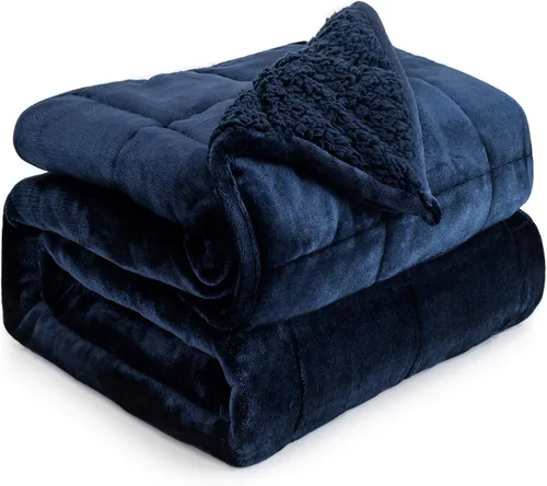 Vista 42 de Cottonblue Manta con peso de jacquard de 15 libras para adultos, tamaño individual, manta de forro polar sherpa ultrasuave para relajarse y dormir