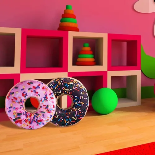 Vista 5 de HYSEAS Cojín redondo de 14 pulgadas con diseño de dona de chocolate, impresión digital 3D, cojín decorativo, suave y cómodo, de felpa