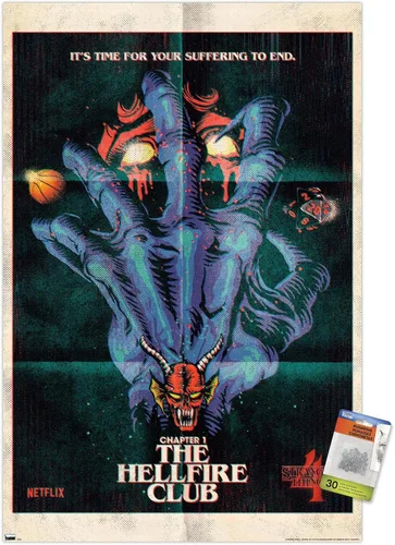 Vista 7 de Trends International Netflix Stranger Things: Season 4 - Póster de pared con pasadores de presión del club Hellfire
