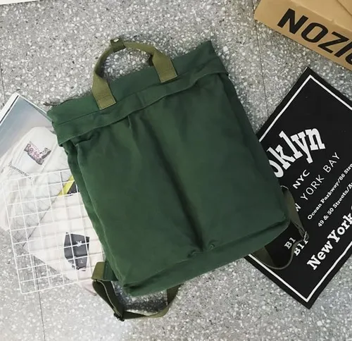 Vista 5 de Mochila de lona vintage para mujeres y hombres, bolsa de viaje casual de gran capacidad, de mezclilla, estilo grunge, senderismo, viajes (verde)