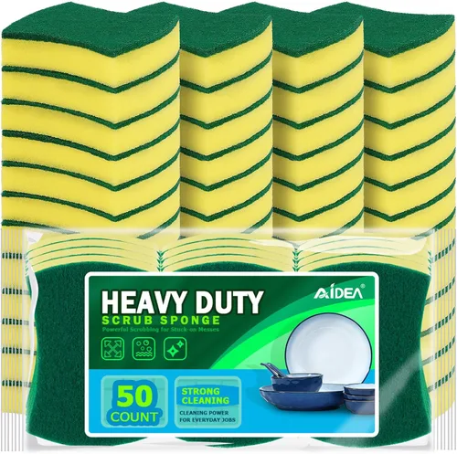 Vista 10 de AIDEA Esponjas de cocina, paquete de 50 esponjas de platos resistentes, esponja de limpieza para el hogar y la cocina, suministros de limpieza sin