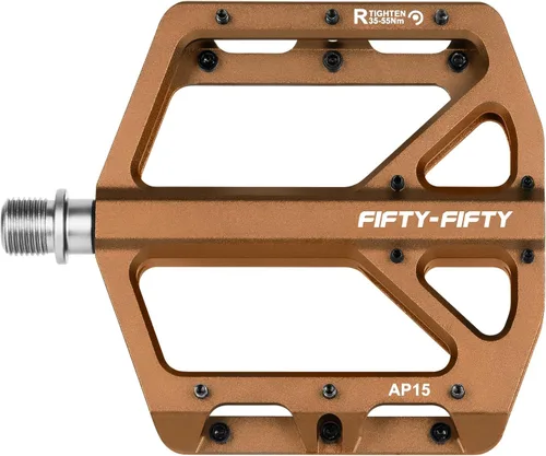 Vista 11 de FIFTY-FIFTY Pedales de bicicleta de montaña, pedales planos antideslizantes y de aleación de aluminio, rodamiento sellado de 9/16 pulgadas