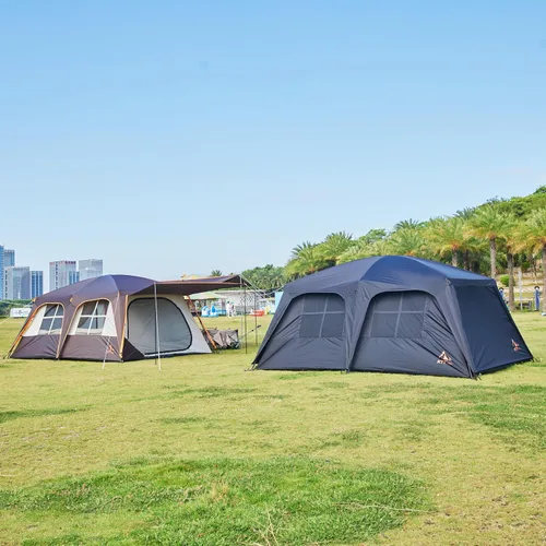 Vista 7 de KTT Extra Large Tent 6-10-12-14 Person(A),Family Cabin Tents,2 Rooms,3 Doors and 3 Windows with Mesh,Straight Wall,Waterproof,Double Layer,Big Tent