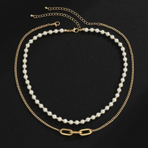 Vista 3 de Collar de perlas para hombre, gargantilla redonda de perlas blancas, collar de perlas de oro, collar de joyería para niños