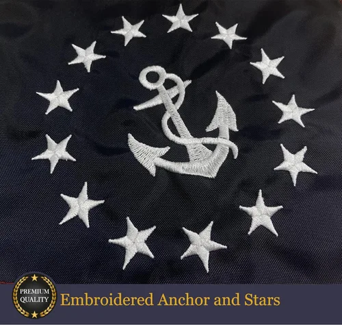 Vista 2 de Homissor Bandera de barco de bandera de yate de Estados Unidos, 12 x 18 pulgadas, banderas náuticas bordadas con ancla y estrellas de alta