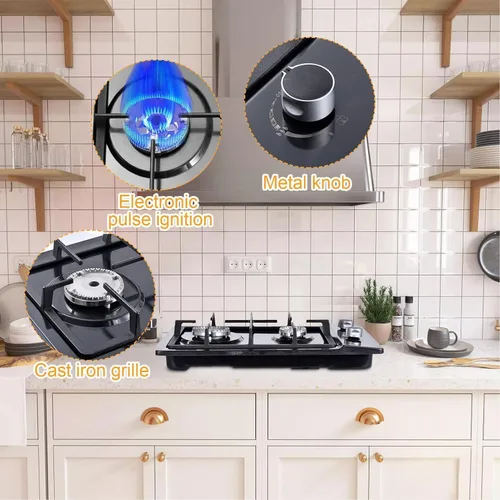 Vista 7 de Estufa de gas de 20 pulgadas, estufa de propano de 2 quemadores, placa de cocina de gas integrada de doble propósito de GN/GLP con panel de acero