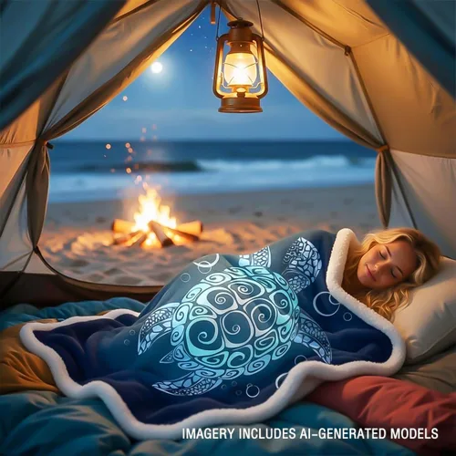 Vista 2 de Sleepwish - Manta de vellón de tortuga para niños, niñas y niños, de felpa suave, color teja y turquesa, sherpa, para sofá o silla, tamaño bebé