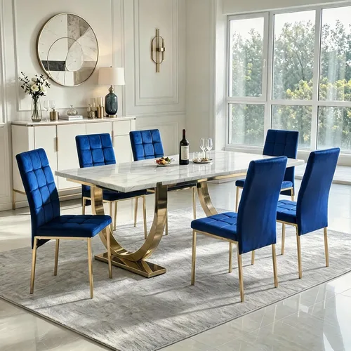 Vista 14 de Howtek Juego de mesa de comedor rectangular para 4, moderno de mediados de siglo con 4 sillas de cocina de terciopelo tapizado negro, juego de mesa