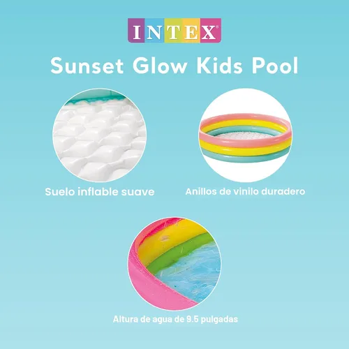 Vista 3 de Alberca Intex para niños con diseño de atardecer de verano, 58 x 13 pulgadas