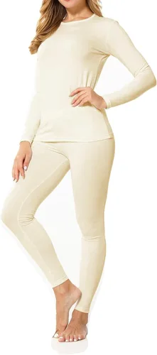 Vista 8 de 9M Ropa interior térmica de forro polar ultra suave para mujer, conjunto de parte superior e inferior de capa base Negro