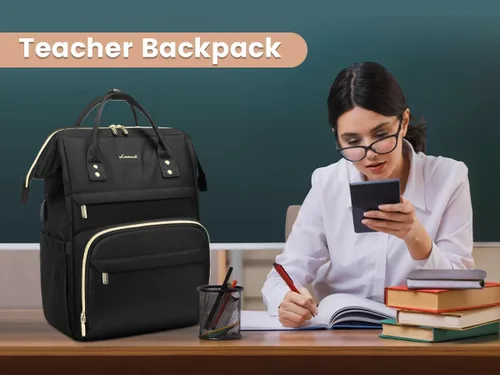 Vista 8 de Mochila para laptop LOVEVOOK para mujer, Negro, Mochilas Daypack