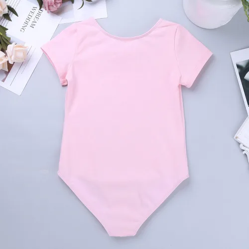 Vista 5 de TiaoBug Conjunto de vestido de ballet para niñas, de algodón, manga corta, leotardo de gimnasia con falda de gasa, conjunto de ropa de baile