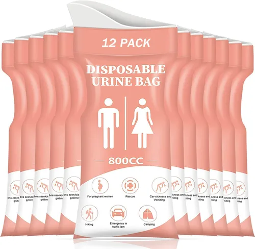 Vista 10 de DIBBATU Bolsa de orina desechable, 12/24 bolsas de orina para viajes para mujeres/hombres, bolsa de urinario portátil de emergencia de 27.1 fl oz