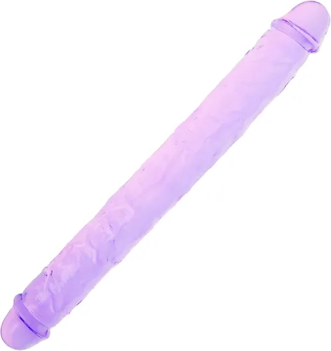 Vista 21 de Consolador doble de cristal de 11.8 x 1.37 pulgadas, consolador largo anal realista con pene, suave y flexible con venas y glande, juguetes sexuales