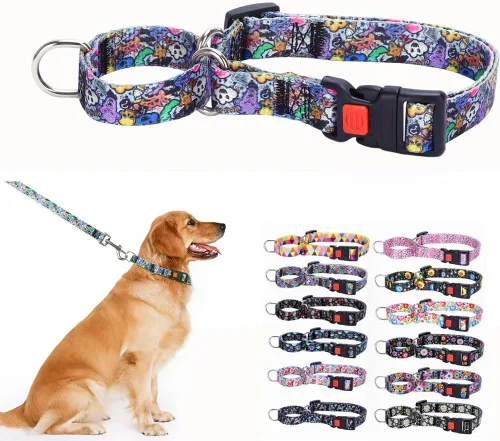 Vista 10 de Collar Martingale para perros con hebilla, antideslizante, a prueba de escapes, collares limitados para mascotas, cierre a presión con cierre