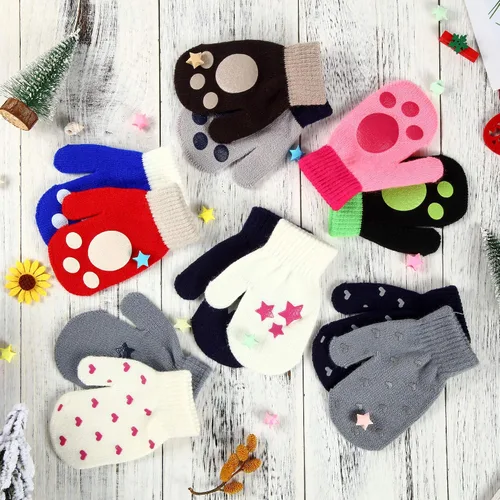 Vista 3 de SATINIOR 12 pares de manoplas elásticas mágicas para niños pequeños, unisex, guantes de punto para Navidad, Multicolorido