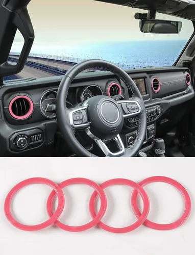 Vista 14 de Savadicar - Accesorios de interior negros - Cubierta de anillo de rejilla de ventilación de aire acondicionado para Jeep Wrangler JL JLU 4XE