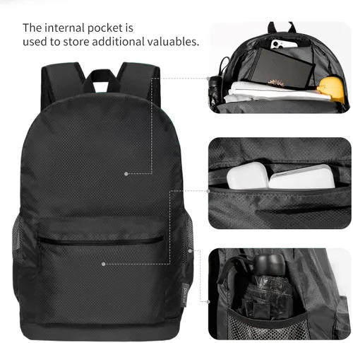 Vista 4 de pack all Mochila ligera y plegable de 18L, Negro, talla única , Mochilas Daypack