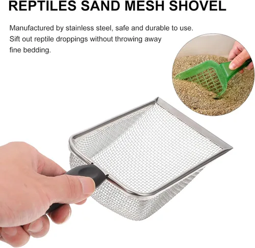 Vista 2 de Totority Cuchara de arena de metal para gatos, pala profunda de tamizado rápido con mango cómodo, herramienta de limpieza fácil para mascotas