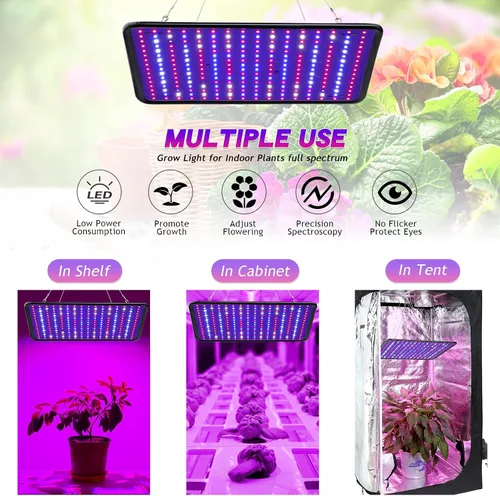 Vista 5 de Luz de cultivo para plantas de interior - SERWING Luz de cultivo LED de 200W de espectro completo, lámpara de cultivo de plantas para cultivo