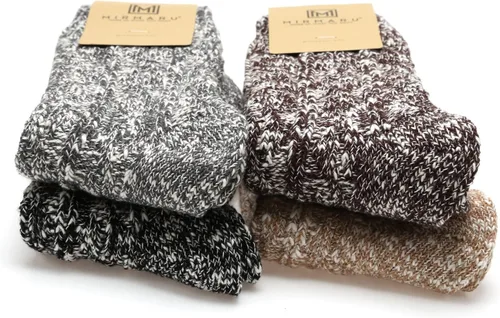 Vista 7 de Mirmaru - Calcetines de invierno para mujer, 4 pares de mezcla de lana y algodón