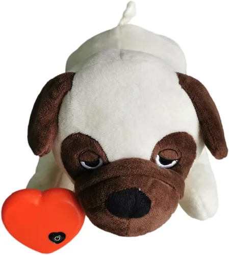 Vista 15 de HonourHope Juguete de latido del corazón para perro para aliviar la ansiedad, juguete de felpa suave para mascotas, juguete calmante