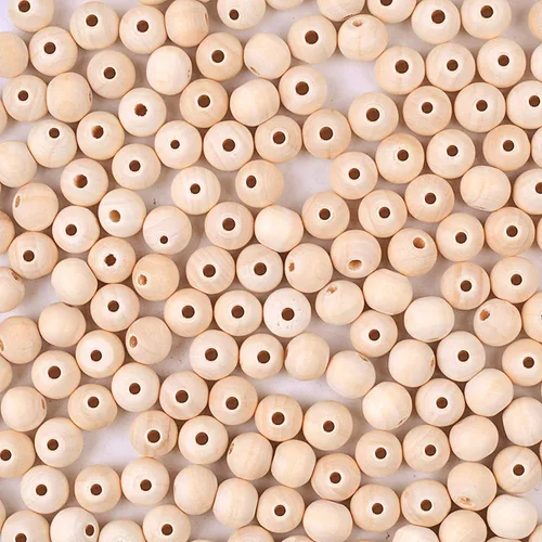 Vista 11 de BronaGrand 200pcs 0.236 in Color Natural Bola Redonda Madera Espaciador Perlas Joyas Hallazgos Encantos