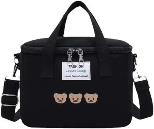 Vista 12 de Lonchera con aislamiento y diseño de oso Kawaii para mujer, lonchera kawaii, bolsa de almuerzo estética, bolsa cruzada linda para bolsa de almuerzo