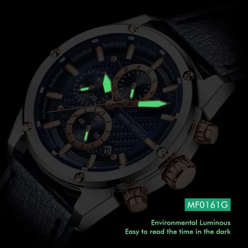 Vista 4 de Reloj de pulsera casual para hombre multifuncionalimpermeableluminosocalendario correa de cuero para hombre