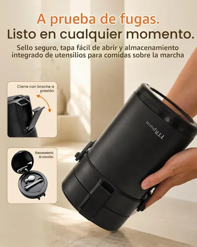 Vista 4 de Tarro térmico de alimentos para adultos de 82 onzas para comida caliente, contenedores de alimentos apilables aislados de boca ancha bento/alimentos