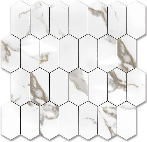 Vista 16 de Vamos Tile - Azulejo de salpicaduras de pelar y pegar hexagonal largo para cocina y baño - 1 hoja de adhesivo para salpicaduras en la pared de 12.4