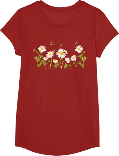 Vista 83 de Marguerites Daisy - Camiseta de verano con margaritas de jardín de flores, Negro, S
