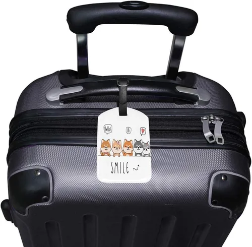 Vista 2 de Etiqueta de equipaje de viaje etiqueta de equipaje mochila maleta identificador de viaje inteligente de cuero perro sonrisa viaje negocios niñas