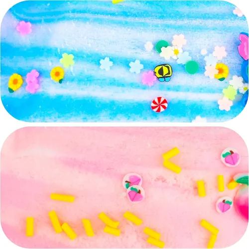Vista 2 de Paquete de 2 Kits de Slime de Nube con Pastel Azul y Dijes Rosados, Suministros de Slime DIY Perfumados para Niñas y Niños, Juguete Antiestrés