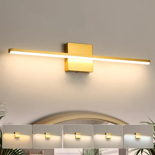 Vista 6 de Lámparas de baño sobre espejo, luz negra de tocador de baño de 12 pulgadas, lámpara LED de pared moderna de 11 W, 3000 K para barra de tocador
