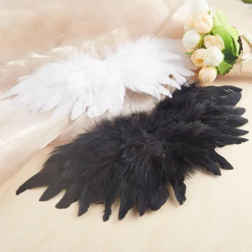 Vista 8 de Alas de plumas de ángel, ala de ángel vintage, accesorios de fotografía de plumas negras, accesorios de costura para bebés y niños (negro)