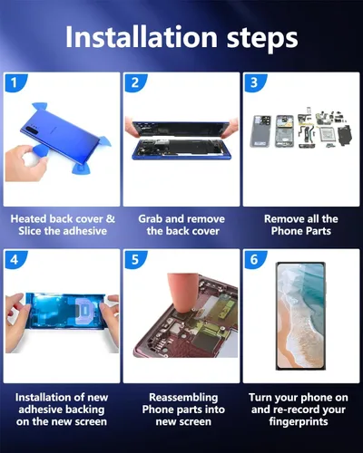 Vista 6 de Reemplazo de pantalla OLED para Galaxy Note 10 Plus con marco y herramientas Pantalla OLED、Versión de EE. UU.、Sensor de huellas dactilares、Kit
