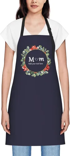 Vista 69 de Delantales personalizados para mujer, diseño de delantal de chef ajustable con nombre, textos, fotos, flores, regalos para el día de la madre