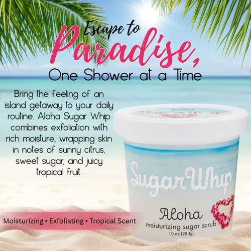 Vista 2 de Primal Elements Exfoliante de azúcar, látigo de azúcar exfoliante, limpiador corporal e hidratante - Aloha, paquete de 10 onzas